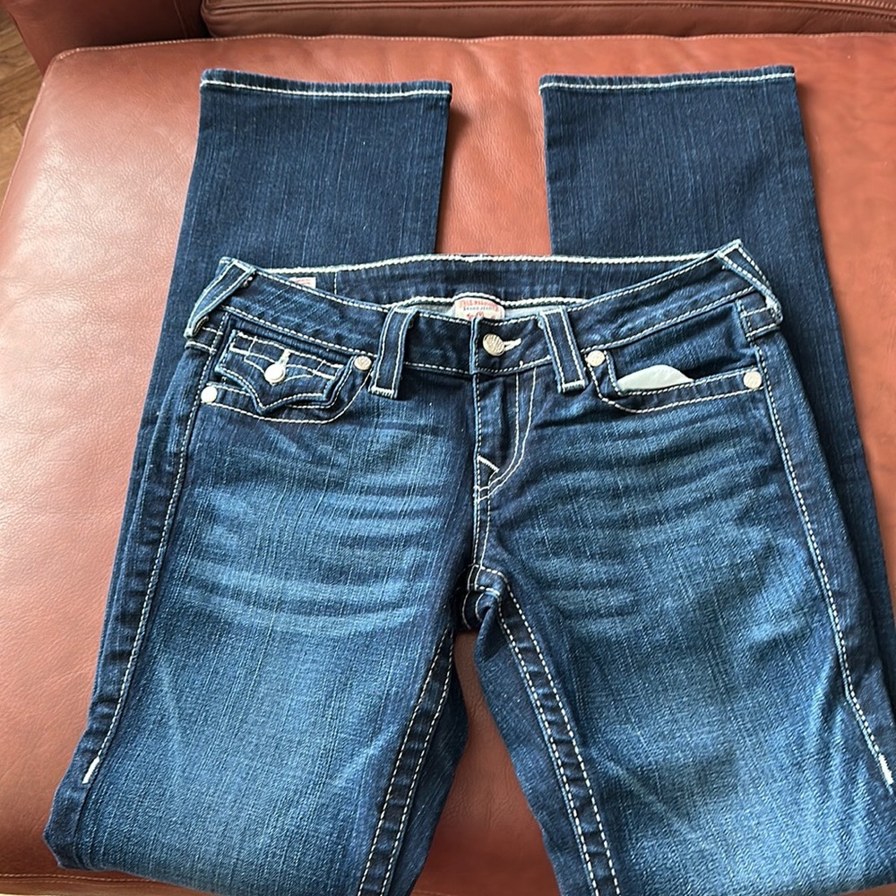 True Religion jeans. Straight leg. Size 28. Mini Rhinestones
